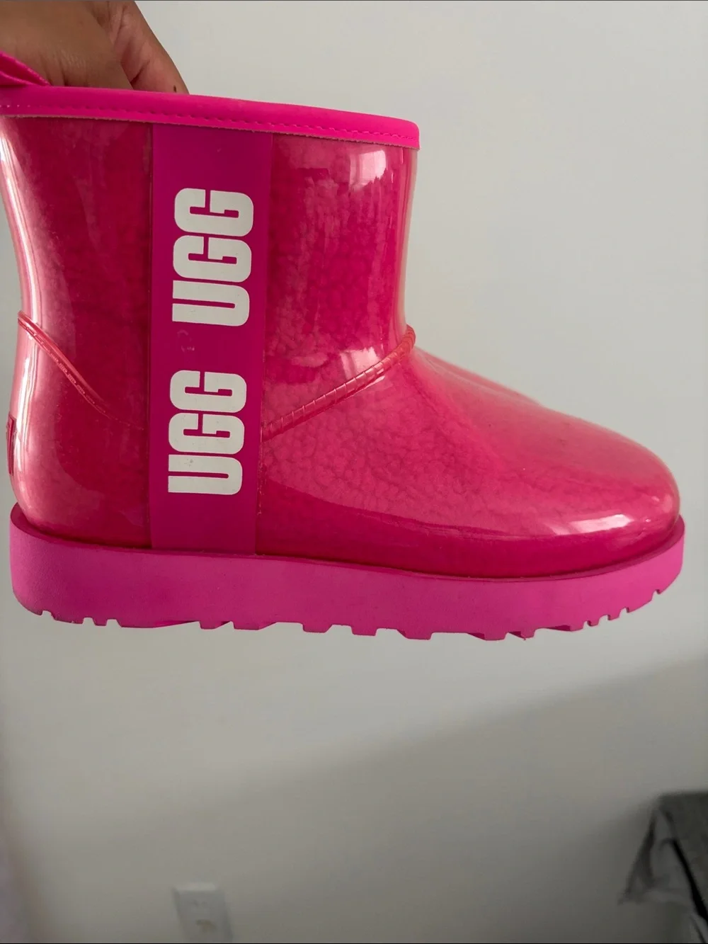 UGG Kids Clear Rain Boot in Bright Pink